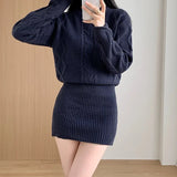 Ribbed Knit Bating Sleeve Fake Two Piece 2024 Winter