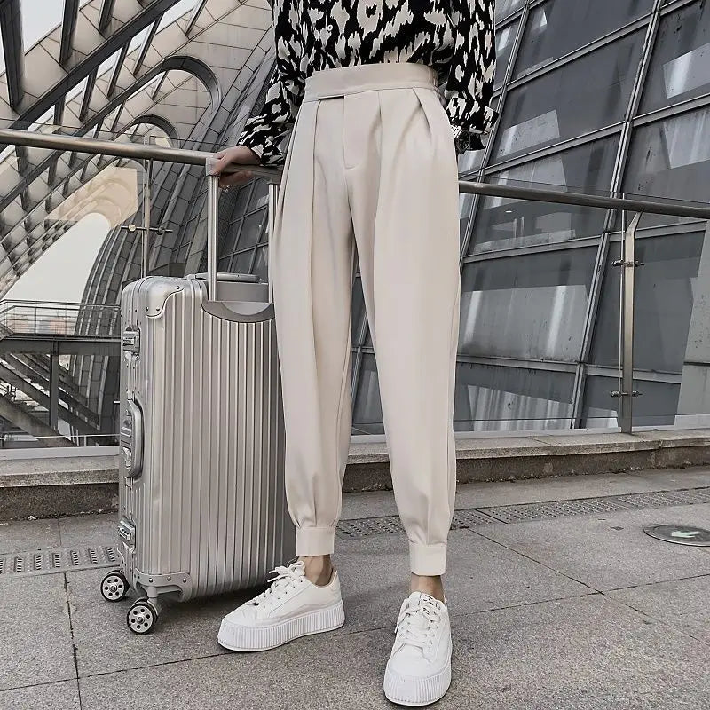 2024 Spring Fashion Trousers Man High Waist Business Casual Suit Pants