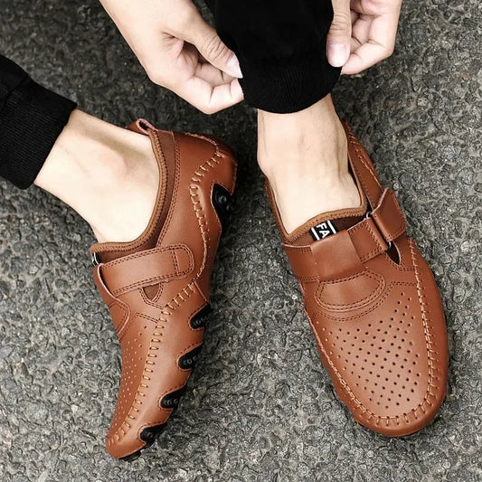 Italian Soft Hollow Out Leather Shoes for men Breathable