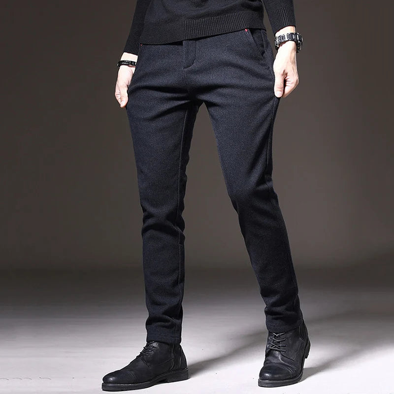 Autumn Winter Straight Leg Long Daily Pants Thicken Casual