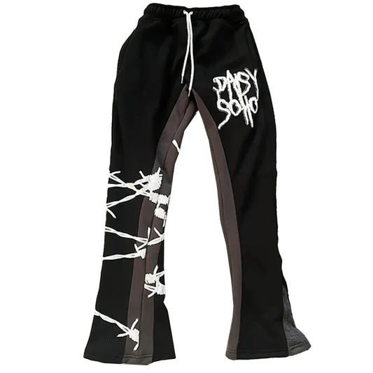 Y2K hip-hop loose rope trousers letter printing splicing leisure high street trousers