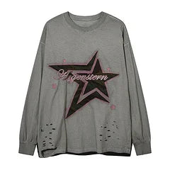 Women Star Graphic Letter Hoodie Oversize Streetwear