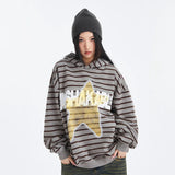 Women Color Striped Hoodie Streetwear Oversize Autumn