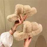 Winter Flat Platform Slippers Women 2024