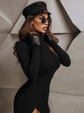 Spring Autumn Bodycon Slim Package Hip Mini Dress Streetwear