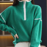 Autumn And Winter Half Turtleneck Loose Pullover