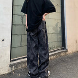 Vintage Khaki Floral Casual Pants Elevate Your Streetwear with Feminine Style