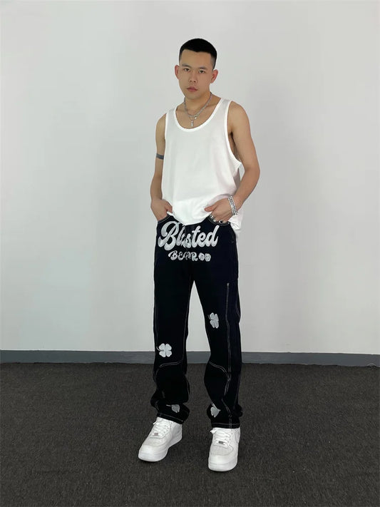 Retro Hip Hop Loose Denim Trousers